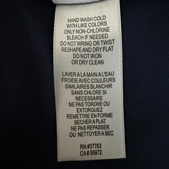 Laundry By Shelli Segal Women's 6 Navy Blue 3/4 Sleeves Midi Crew Neck Dress - Picture 16 of 16